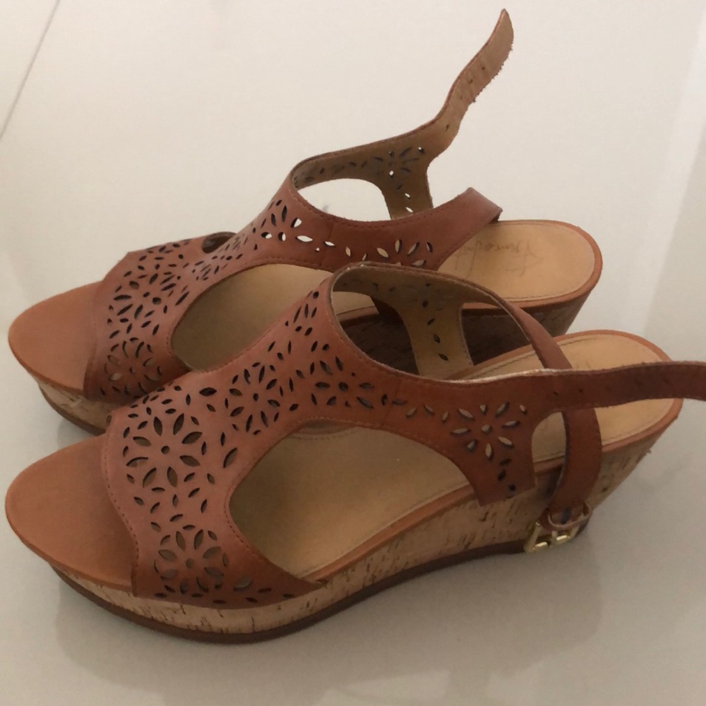 Brown Leather wedges